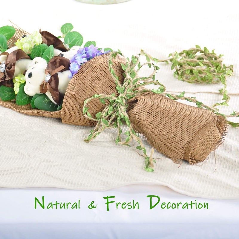 Naidiler 196 Ft Burlap Leaf Ribbon Twine for Crafts for Safari, Jungle, Fairy Party, Woodland Baby Shower, Enchanted Forest Decorations Vines Decor - Image 2